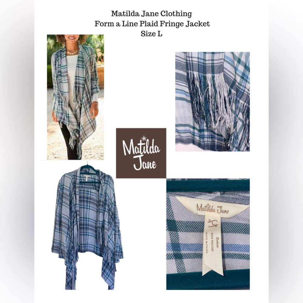 Matilda Jane Clothing Form a Line Plaid Fringe Jacket